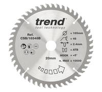 Trend Lame de scie circulaire TCT bois 165 mm, 48 dents, 20 mm d'alésage
