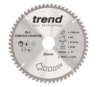 Trend Lame de scie onglets 190 mm, 30 mm alésage, 60 dents TCT, extra-fine