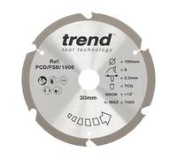 Trend Lame PCD fibre de ciment 190 mm, alésage 30 mm, 6 dents, gros
