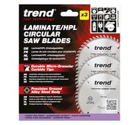 Trend Lames de Scie Circulaire pour Laminé & HPL, 165 mm de Diamètre, 20 mm d'Alésage, 48 Dents, TCT, 2,2 mm de Trait de Scie, +4° Crochet, CSB/PT165/3PK