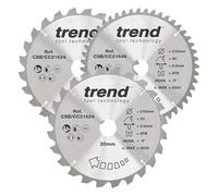 Trend Lames scie à onglets bois, Ø216 mm, alésage 30 mm, 24/48 dents, finition grossière/fine, 3 pièces, CSB/CC216/3/A