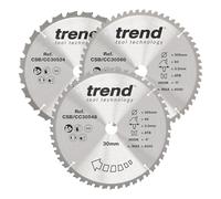 Trend Lames scie à onglets bois, Ø305 mm, alésage 30 mm, 24/48/60 dents, 3 finitions, 3 pièces, CSB/CC305/3/A