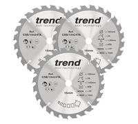 Trend Lames scie sans fil bois, Ø184 mm, alésage 16 mm, 24 dents, finition grossière, 3 pièces, CSB/184/3PK/A