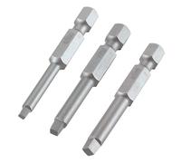 Trend Snappy Lot de 3 embouts carrés Robertson Longueur 50 mm Compatible mandrin rapide Tailles n°1, No.2, No.3, SNAP/SQ/123, Argent