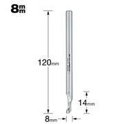 Trend Professionnel Fraise à Plonger Hélicoïdale à Une Seule Dent, Queue de 8mm, Diamètre de Coupe 8mm & Longueur de Coupe 14mm, Acier à Haute Vitesse, 50/51X8MMHSSE