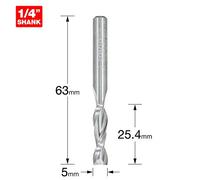 Trend Professionnel Fraise CNC en Spirale à Coupe Montante, Queue de 1/4 Pouce, Diamètre de Coupe 6,35mm, Longueur de Coupe 25,4mm, Carbure de Tungstène Massif, S55/2X1/4STC