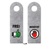 trendaffe - Crochet de porte libre et occupé en gris avec symboles verts et rouges pour la porte des toilettes ou la salle de bain WG - Plaque de porte en feutre sans crochet de porte.