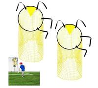 Trendecor 2 Pièces Cible Football, Cage de Foot 45x60cm Filets Cible Buts Filets de Football avec Sangles Réglables Mini But de Foot pour Entraînement au Tir Jaune