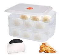 Trendecor Lot de 2 boîtes à boules de pizza avec couvercle - 31 x 23 x 9 cm - Boîte à pâte à pizza avec coupe-pâte en acier inoxydable et enregistrement de la date pour boules de pizza ou autres pâtes