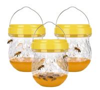 Trendecor Lot de 3 pièges à guêpes - Pour l'extérieur - Répulsif contre les guêpes - Répulsif à poser et à suspendre - Effet à 360 ° - Diamètre : 9 x 12 cm - Piège à moustiques