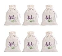Trendecor Lot de 6 sachets de lavande - Pour penderie - Avec 360 g de granulés de plantes parfumées à la lavande - Sac en coton - Cordon de serrage - Anti-poussière - Pour armoire de voiture