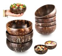 Trendecor Lot de 8 bols en noix de coco polies - En bois naturel - Pour smoothie - Pour cadeaux, décoration de cuisine ou de service - Pour les fêtes