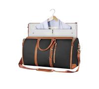 Trendfetchus Foldable Travel Bag 2.0, 2-in-1 Convertible Garment & Duffle Bag - Water-Resistant PU Leather Wrinkle-Free Carry-on for Airplane Weekend Trips(Black)