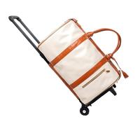 Trendfetchus Foldable Travel Bag 2.0, Multifunctional 2 in1 Convertible Large PU Leather Capacity Garment Duffle Bags, Foldable Rolling Travel Duffle Bag 2.0, with Wheels (F)