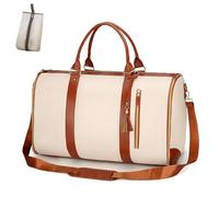 Trendfetchus Foldable Travel Bag 2.0 with Wheels, Expandable 60L PU Leather Carry-on, Water-Resistant & Trolley-Sleeve Compatible for Wrinkle-Free Trips (White,Ordinary Type)