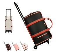 Trendfetchus Foldable Travel Bag 2.0 with Wheels, Foldable Travel Bag 2.0, Carry on Garment Bags, Air Travels Business Weekender Garment Storage, for Men Women (Black+Wheels)