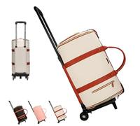 Trendfetchus Foldable Travel Bag 2.0 with Wheels, Foldable Travel Bag 2.0, Carry on Garment Bags, Air Travels Business Weekender Garment Storage, for Men Women (Beige+Wheels)