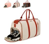 Trendfetchus Foldable Travel Bag 2.0 with Wheels, Foldable Travel Bag 2.0, Carry on Garment Bags, Air Travels Business Weekender Garment Storage, for Men Women (Beige)