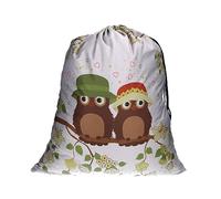 trendfinding Grand sac à linge 60x70 cm, Capacité de 15 kg, Gris avec Deux Petits Poussins sur une Branche, Impression par Transfert, et Fermeture à Cordon Double Face Incluse