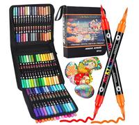 TrendGate 120 Couleurs 60 stylos Feutre Acrylique, Feutre Peinture Acrylique Double Pointe Pinceau, Marqueur Acrylique Pour Papier, Verre, Galet, Métal, Plastique, Bois, Oeuf, Céramique, Textile