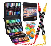 TrendGate 144 Couleurs 72 stylos Feutre Acrylique, Feutre Peinture Acrylic Double Pointe Pinceau, Marqueur Acrylique Pour Papier, Verre, Galet, Métal, Plastique, Bois, Oeuf, Céramique, Textile