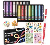 TrendGate 36 Couleurs Stylos Gel Acrylique, Grande Capacité d'Encre | Trait de 1 mm, idéal pour peindre, écrire et journaling sur toile, tissu, papier et multitude de surfaces