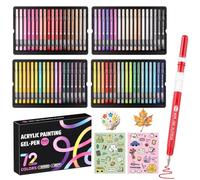 TrendGate 72 Couleurs Stylos Gel Acrylique, Grande Capacité d'Encre | Trait de 1 mm, idéal pour peindre, écrire et journaling sur toile, tissu, papier et multitude de surfaces