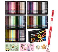 TrendGate 90 Couleurs Stylos Gel Acrylique, Grande Capacité d'Encre | Trait de 1 mm, idéal pour peindre, écrire et journaling sur toile, tissu, papier et multitude de surfaces