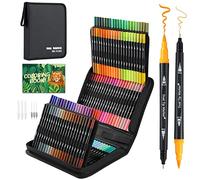 TrendGate Feutres Coloriage Adulte, 132 Couleurs Aquamarker Feutre Stylos Double Pointe Fine et Pinceau, Feutre Aquarelle avec Livre de Coloriage pour Dessin, Mandalas, Calligraphie