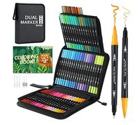 TrendGate Feutres Coloriage Adulte, 72 Couleurs Aquamarker Feutre Stylos Double Pointe Fine et Pinceau pour Enfants, Feutre Aquarelle avec Livre de Coloriage pour Dessin, Mandalas, Calligraphie