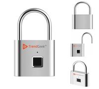 TrendGeek Cadenas à Empreinte Digitale Sans Clé Intelligente Sécurité Empreinte Digitale Gym Serrure Antivol Portable USB Rechargeable Cadenas TG-131 Argenté