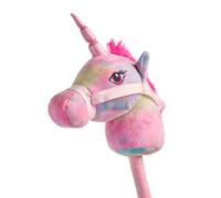 TRENDHAUS Rainbow Power 968869 - Cheval en Forme de Licorne - Environ 11,5 x 24 x 77 cm - Hobby Horse avec Son - Cheval en bâton aux Couleurs de l'arc-en-Ciel