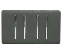 Trendi Artistic Interrupteur tactile 4 interrupteurs à bascule double plaque Gris anthracite
