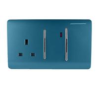 Trendi Artistic Moderne Brillant 45 A Interrupteur et prise de courant avec insert néon Bleu océan