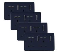 Trendi Lot de 4 prises USB 2 interrupteurs Bleu marine brillant 13 A 4 x 2,1 mA