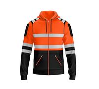 Trending babz Mens Hi Vis Zipper Hoodie Sweatshirt Safety Work High Viz Reflective Tape Multi Zipped Pockets Hoodie Yellow Orange High Visibility Sweatshirt Top