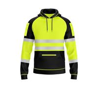 trending babz Sweat à capuche haute visibilité pour homme 2 tons jaune orange bande réfléchissante 3 fermetures éclair patché Pull sur sécurité Vêtements de travail Sweat à capuche S-2XL