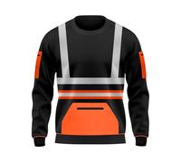 trending babz Sweat haute visibilité pour homme contrasté 2 tons haute visibilité à enfiler sur le haut de sécurité à col rond S/XXL, Orange et noir., M