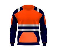 trending babz - Sweatshirt en polaire haute visibilité à col rond pour le travail et la sécurité, doux, chaud et confortable, tailles S à XXL, Orange/bleu marine., XXL