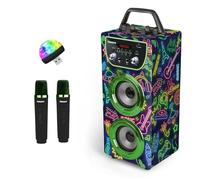 Trendix - Karaoke Enfant Neon World | Enceinte Karaoke 2 Micro sans Fil | Karaoké Enfant 2 Microphones | Enceinte avec Micro sans Fil | Enceinte Bluetooth Portable | Kit Karaoke Complet