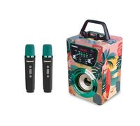 Trendix - Karaoke Enfant Tropical Vibes | Enceinte Karaoke 2 Micro sans Fil | Karaoké Enfant 2 Microphones | Enceinte avec Micro sans Fil | Enceinte Bluetooth Portable | Cadeau Fille 8 Ans |