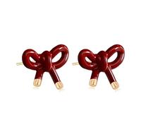 Trendlooks Boucles d'oreilles en forme de nœud mignon pour femme avec tige S925 pour mariage, demoiselle d'honneur, cadeau de Noël, Small, Laiton, Pas de gemme