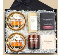 trendmiya Selamlıque Ensemble de 4 paniers à café turc de luxe avec tasses en porcelaine au design ottoman, eau de Cologne Atelier Rebul, bougie aromatique, torréfaction foncée