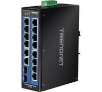 TRENDnet Commutateur sur rail DIN Gigabit TI-G162 – 16 ports (14 Gigabit + 2 SFP), 32 Gbit/s, IP30