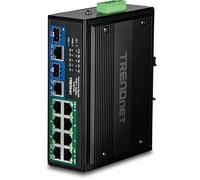 TRENDnet Commutateur industriel Gigabit 400 W PoE++ DIN-Rail 10 ports TI-BG108, 8 ports Gigabit PoE++, 2 ports Gigabit partagés (RJ-45/SFP), 20 Gbps, 400 W, protection à vie