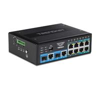 TRENDnet TI-BG104 - Commutateur - industriel - non géré - 4 x 10/100/1000 (PoE++) + 4 x 10/100/1000 (PoE+) + 2 x combinaison Gigabit SFP/RJ-45 - Montage sur rail DIN, fixation murale - PoE++ (360 W) -