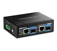 TRENDnet Convertisseur de média Industriel SFP vers PoE++ Gigabit à 2 Ports TI-BF22SFP, Alimentation à boîtier métallique IP30 (modèle TI-S15052) Vendu séparément, Noir