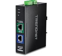TRENDnet Injecteur industriel PoE++ 10G, TI-IG319, 1 port PoE++ 10 Gigabit (données + sortie PoE), 1 port 10 Gigabit (entrée de données), prend en charge PoE (15,4 W), PoE+ (30 W), conforme aux normes