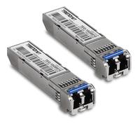 TRENDnet Lot de 2 modules LC monomode SFP vers RJ45 10GBASE-LR SFP+, TEG-10GBS10/2, jusqu'à 10 km, émetteurs-récepteurs SFP enfichables à Chaud, connecteur LC Duplex, 1310 nm, Protection à Vie