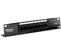 TRENDnet, TC-P08C5E, Panneau de brassage non blindé 8 ports Cat5/5e, montage mural ou en rack, 25,4 cm de large, noir